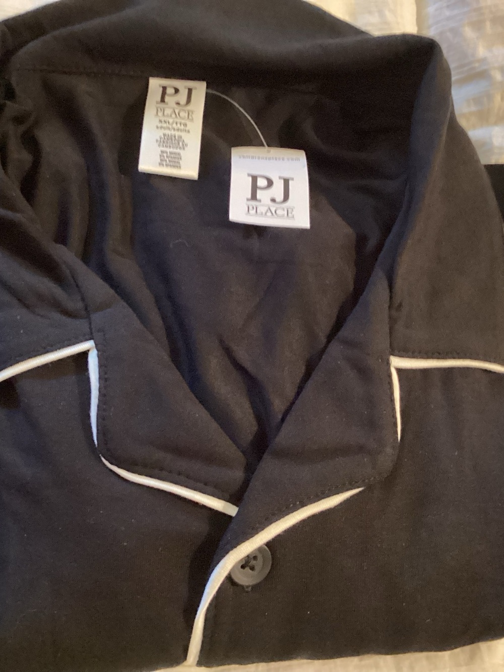 The Children's Place Black Pajama Top with White Piping